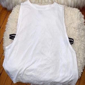 Nike dri-fit white tank with black sheer strip